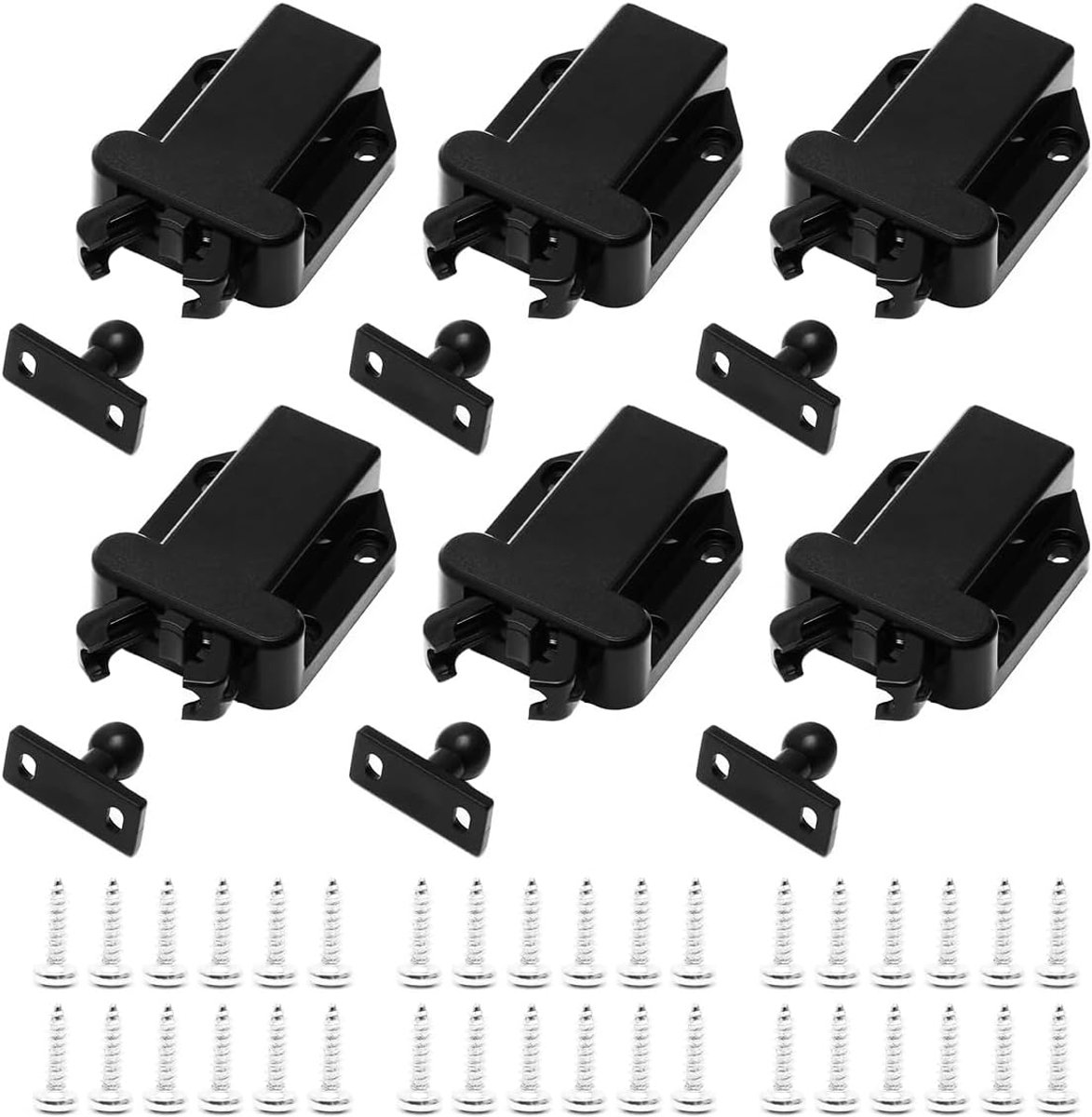 6 stuks Touch Release Catch Latch Kast Push To Open Catch Lock Zwart Push Latch voor kast en lade