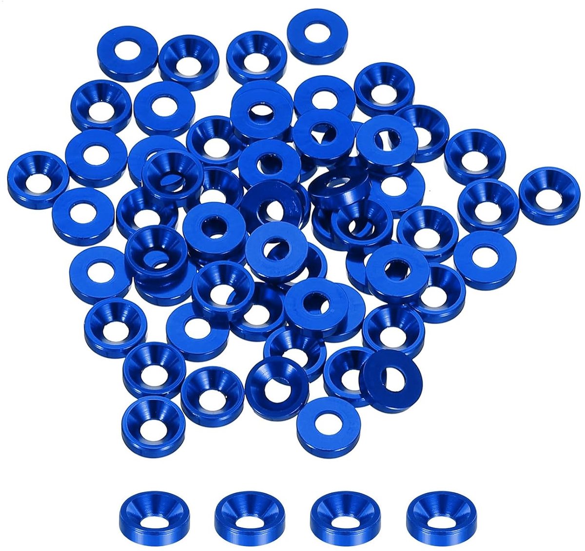 M3 conische sluitringen voor schroeven, geanodiseerd aluminium, afdichtingen voor RC/FPV/PC/drones/mechanische accessoires, verpakking van 50 stuks (donkerblauw)