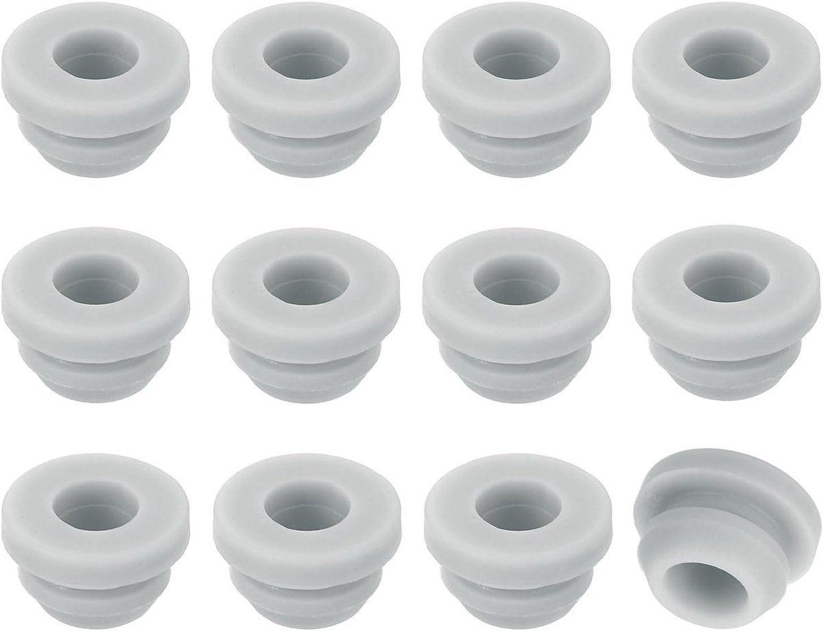 12 stuks rubberen ringen, ID-sluitringen, 5,5 mm, montagediameter 8 mm, brandwerende gatstoppen en krasbestendig, voor bekabeling van elektrische behuizing, grijs