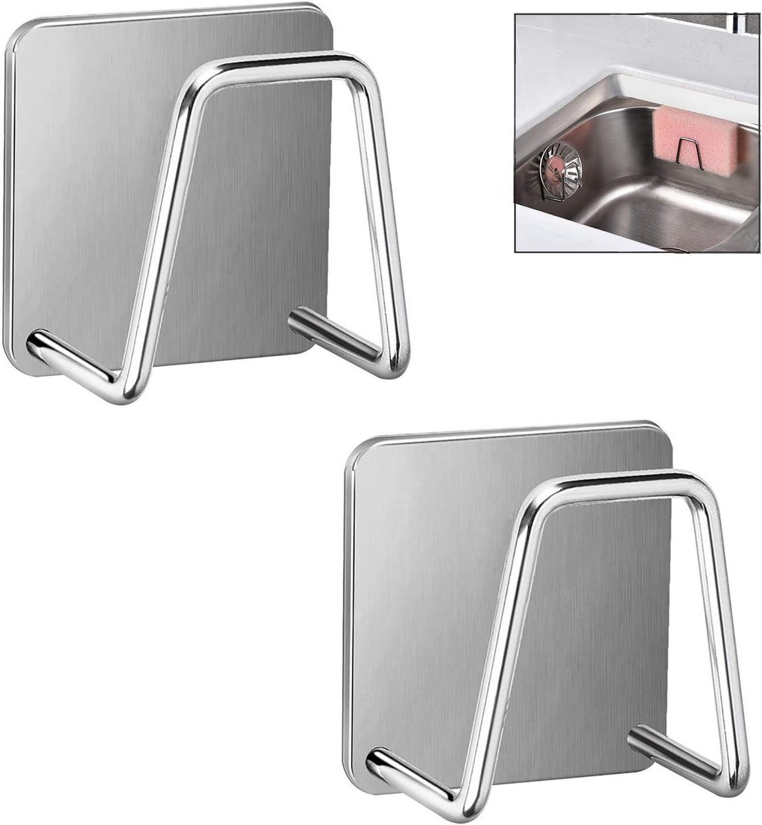 Houders, zelfklevend, keukenspoelhouder, kledinghaken, roestvrij staal, multifunctionele haken
