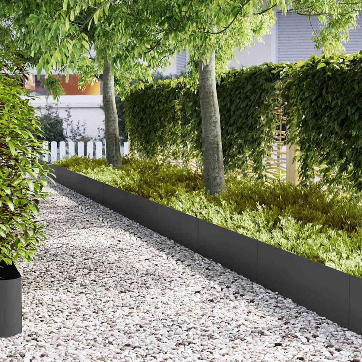 100 cm lengte, zwarte stalen gazonrand, 0,05 x 30 cm, 30 stuks, robuust en duurzaam voor bloembedden, gazons en opritten