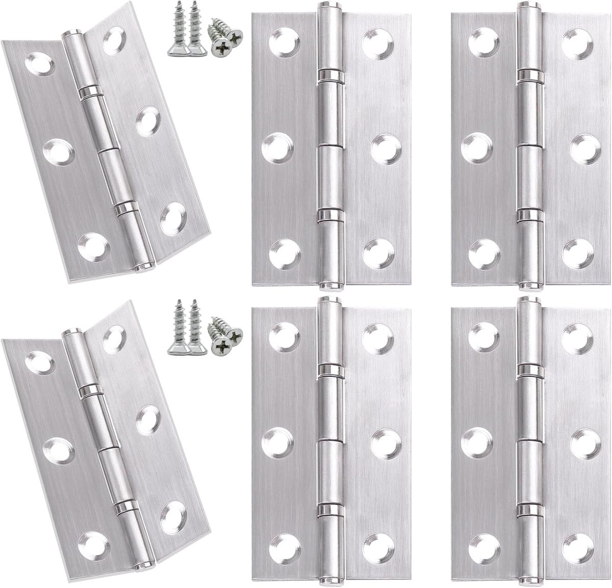 Scharnieren - 60 mm verdikte interne scharnieren (6 stuks) met schroeven, voor huisdeur, raam en opbergdoos reparatie