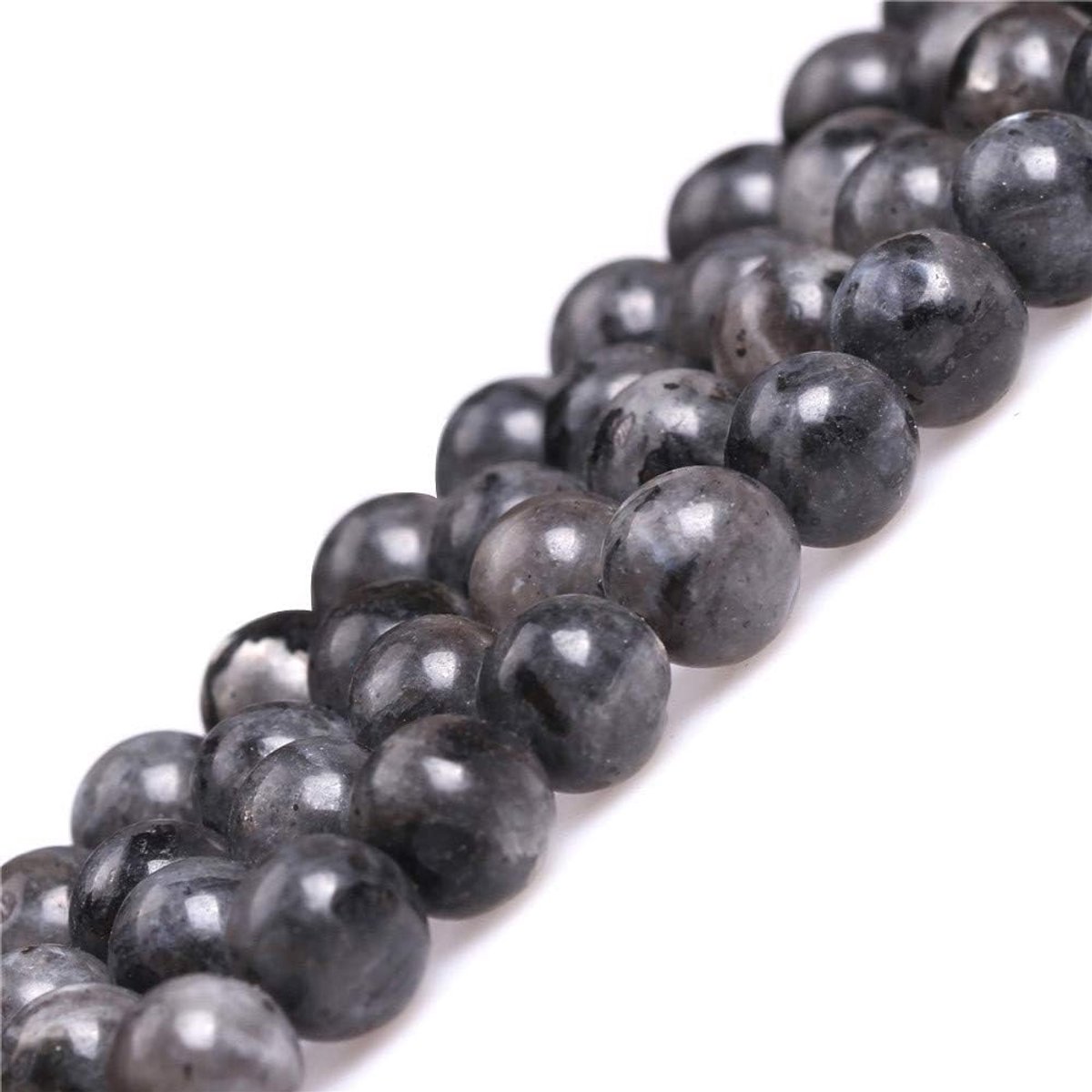 & Happy Girl's Store 8 mm edelsteen zwart larvikit labradoriet kralen 38 cm kralen voor het maken van sieraden