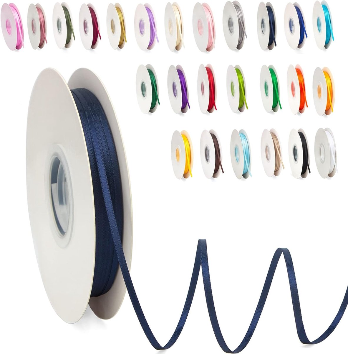 lint van 3 mm breed, 91 m marineblauw satijnen ballonnenlint voor het maken van haarstrikken, bloemboeketten, kleding, bruiloftsdecoratie, verjaardag en kerstcadeauverpakkingen