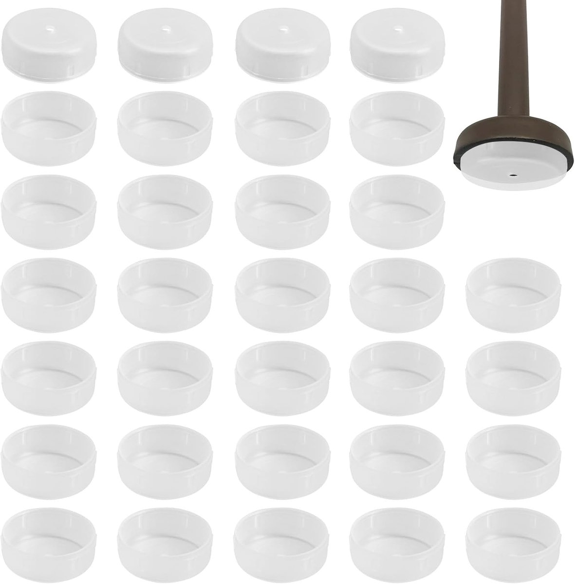 32 stuks kunststof meubels, ronde glijders, ijzeren buitenstoelpootglijders, anti-kras meubelpootdoppen voor het beschermen van vloeren (transparant)