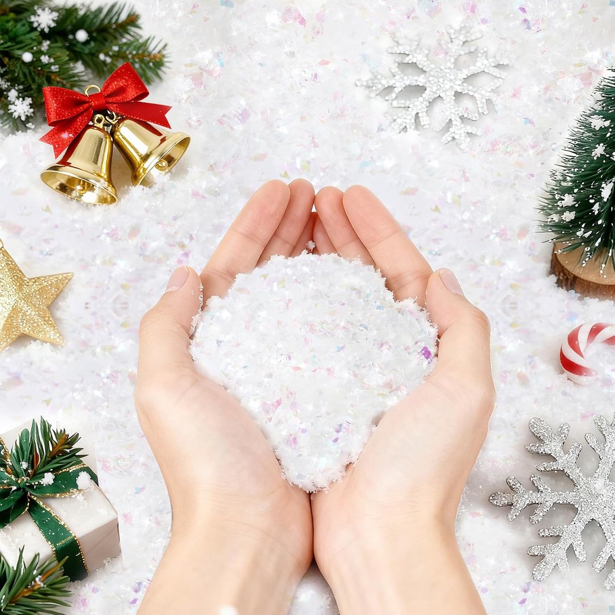 Kunstsneeuwdecoratie, kerstdecoratie kunstsneeuw, kerstvulling, geschikt voor kerstfeestdecoraties/kleurrijk