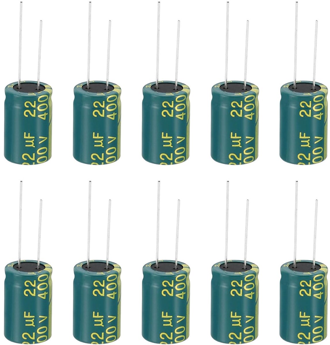 400V 22uF elektrolytische condensatoren, 10 stuks 13 x 20 mm, hoogfrequent aluminium, elektrolytische condensatoren voor TV, LCD-scherm, koelkast, printplaat, groen