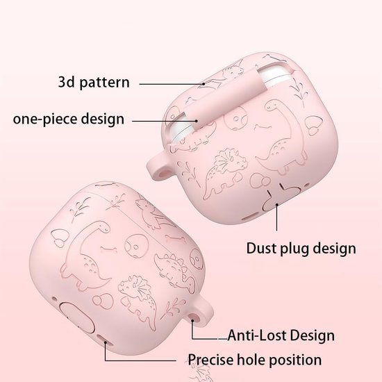 Hoesje Compatibel met AirPods 4, [Schokbestendig] Zacht Silicone Beschermend Hoesje met Karabijnhaak [Anti-vingerafdruk]-Purper van hoesje — afbeelding 2