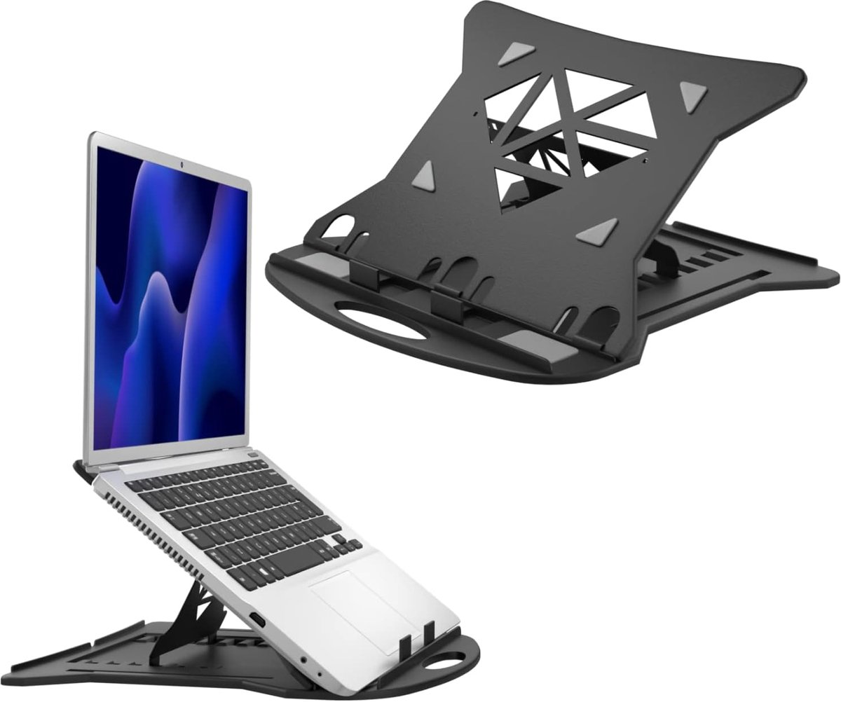 - Laptopstandaard - opvouwbaar en in hoogte verstelbaar - compatibel met MacBook, Dell, Lenovo, Samsung, Acer, Huawei MateBook - zwart