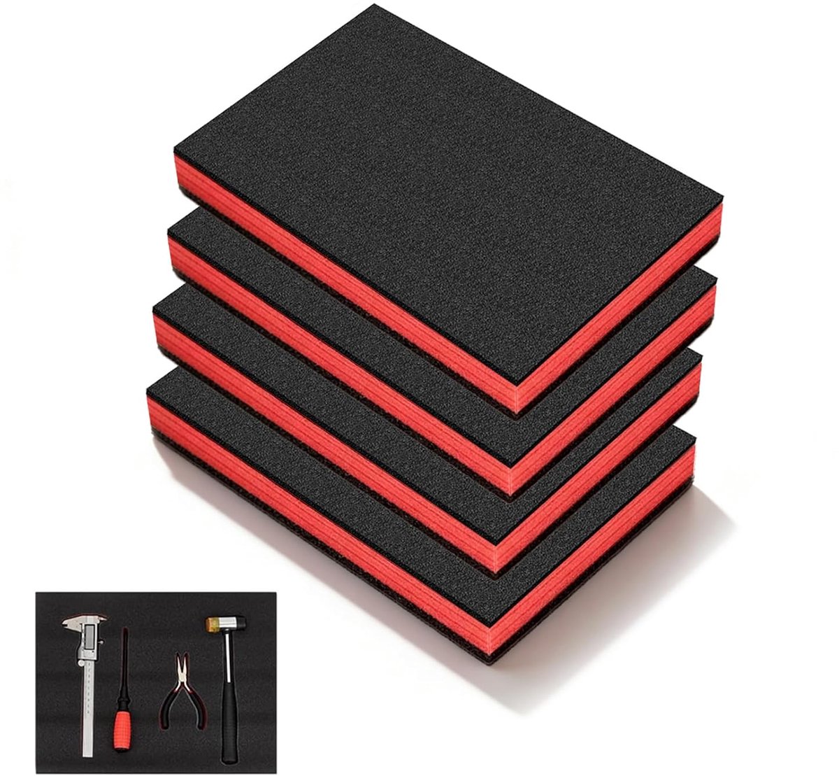Schuimrubberen inzetstukken, 40 x 33 x 5 cm, schuimrubberen inzetstuk voor gereedschap | Meerlaags schuim, gereedschapsopslag, schuimplaat, polyethyleenschuim, schuim op maat te snijden, voor gereedschapskoffer