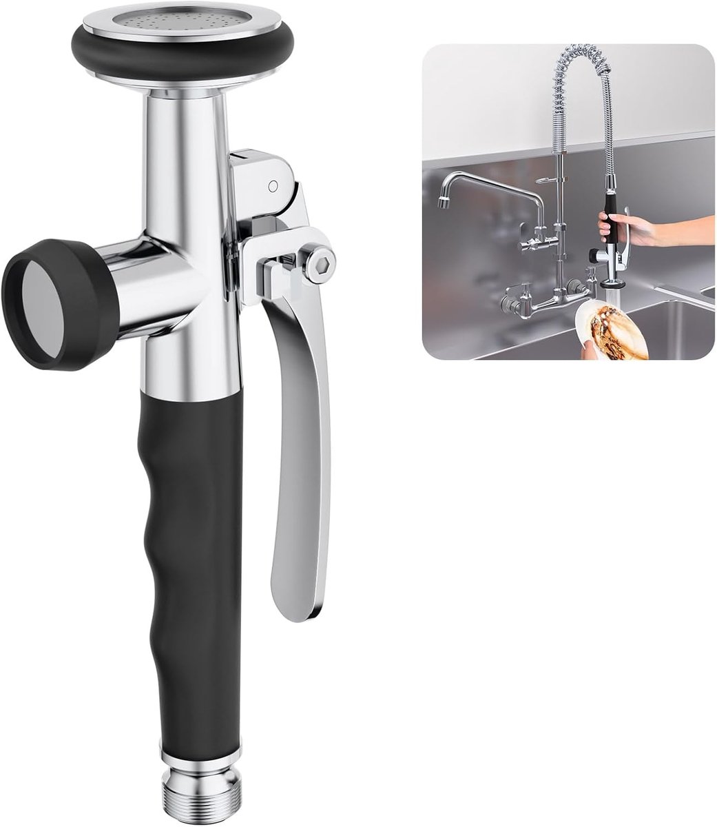 Professionele gastro handdouche, messing vaatdouche, spoeldouche, universele 1/2 inch aansluiting gastronomische douche, keukendouche incl. vastzetbeugel, reservedouche voor keuken / restaurant