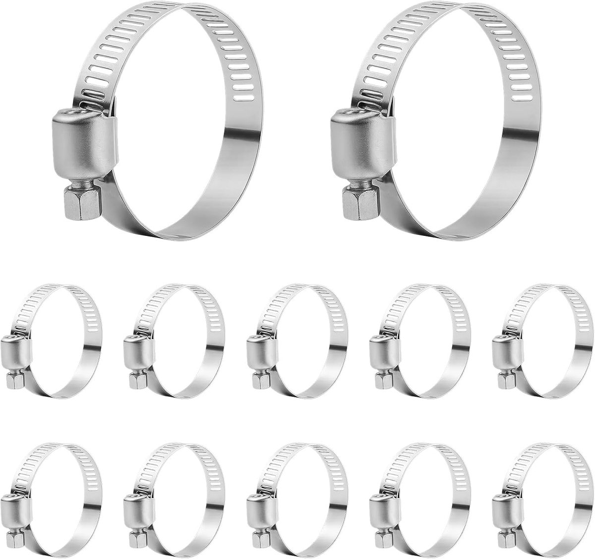 25-38 mm, roestvrij staal, 12 stuks, verstelbare slangklem voor waterbuis, wasmachine, vijver, tuin, zwembad