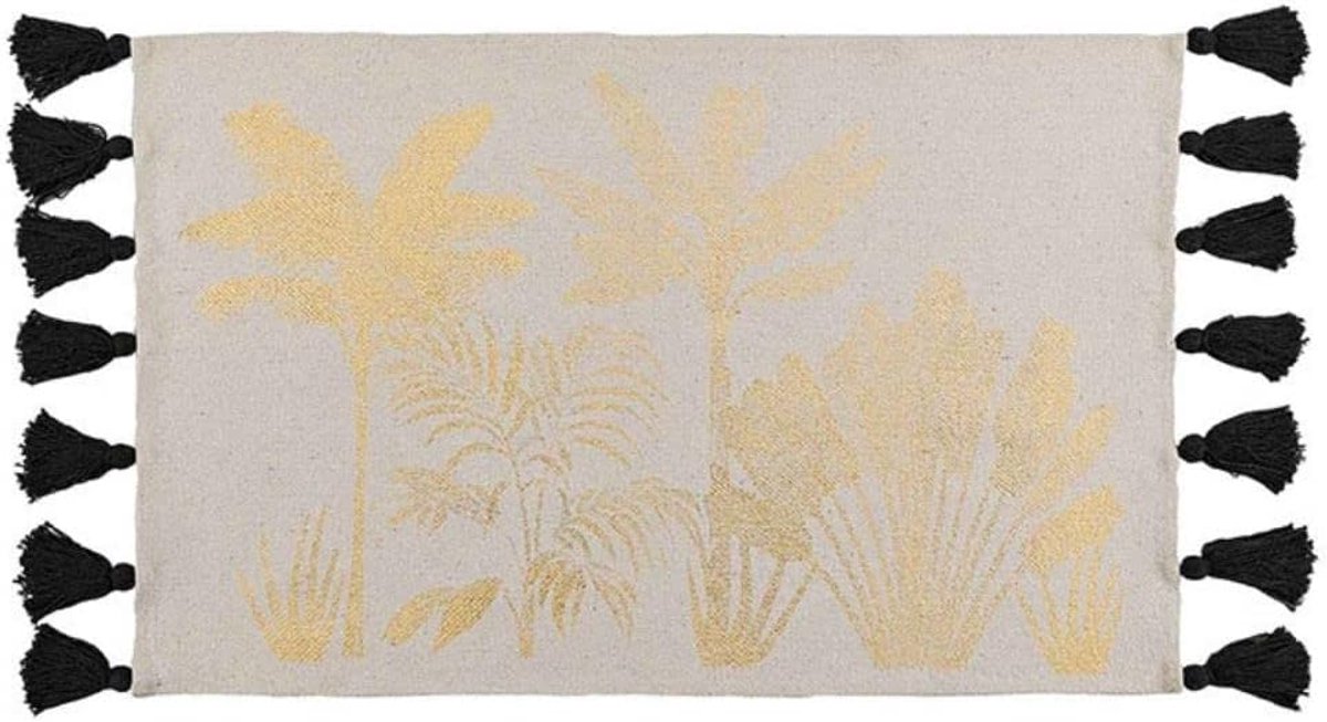 Decoratieve vloerkleed 60 x 90 cm - grijs - gouden print - stijlvol accent voor iedere ruimte - SnelShoppen