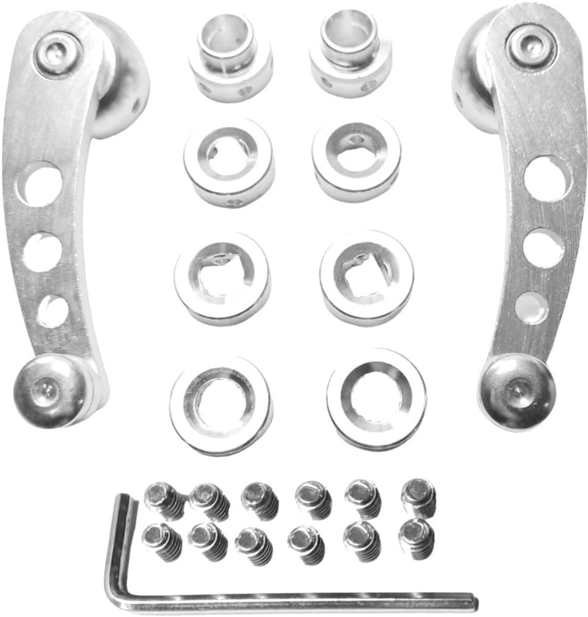 Set van 2 zilverkleurige raamslingers van gefreesd aluminium - Universele pasvorm voor eerdere modellen