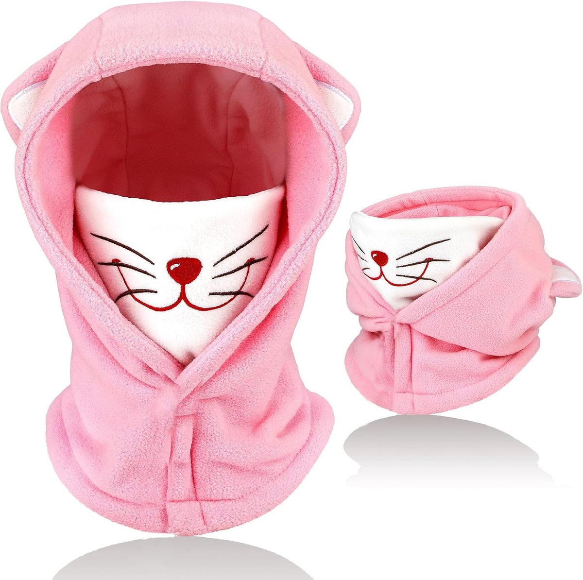 fleece bivakmuts voor kinderen, nieuwigheid, dierengezicht, skimasker, multifunctioneel, winddicht, verstelbaar, warme fleece, muts, capuchon, nekwarmer, sjaal voor jongens en