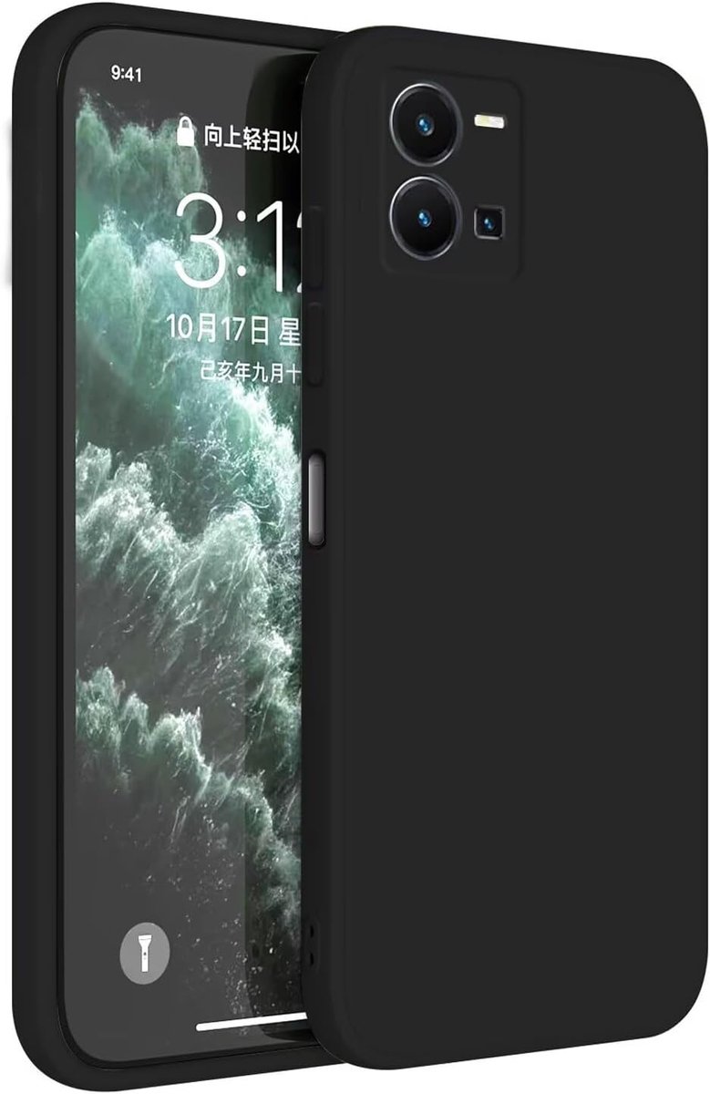 TPU siliconen hoesje, compatibel met Vivo Y35 / Vivo Y22s (6,58 inch), telefoonhoes beschermhoes - zwart