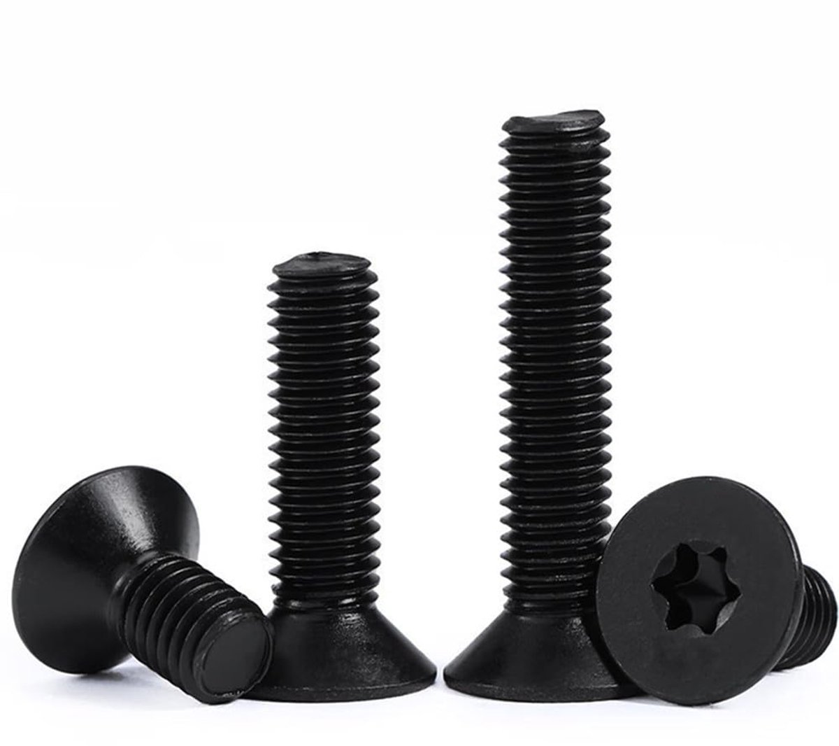 10 Stuks Verzinkte Inbusschrauben Torx - RVS A2 Torx Schroeven Zwart M4 x 12mm Machinebouten Verzinkte Schroeven Platkopbouten voor Machines, Meubels, Hout