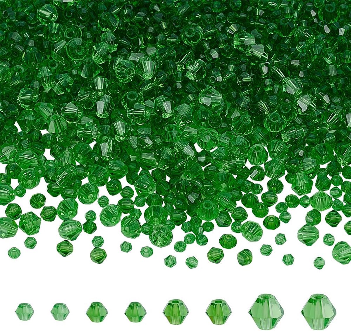 Kralen Lime Groene Bicone Facet Kristal Kralen Bicone Losse Spacer Bead Bulk voor Ketting Armband Sieraden Maken Ambachten Benodigdheden 3mm 3.5mm 4mm