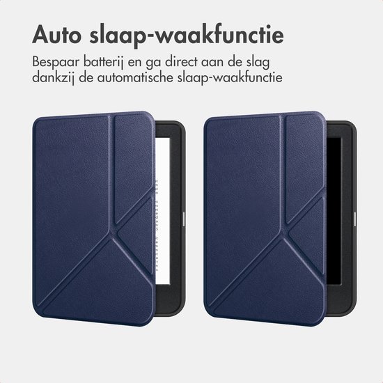 iMoshion Ereader Cover / Hoesje Geschikt voor Kobo Clara BW / Kobo Clara Colour - iMoshion Origami Bookcase e-reader - Donkerblauw van iMoshion — afbeelding 4