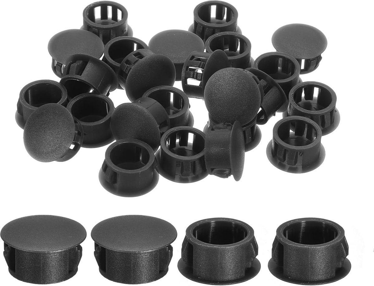 38 stuks 16 mm (5/8 inch) nylon gatstoppen, nylon kunststof blindstoppen, buisstoppen zwart, ronde kliksluiting, gaten voor industriële benodigdheden, keukenkast, kast, stoel