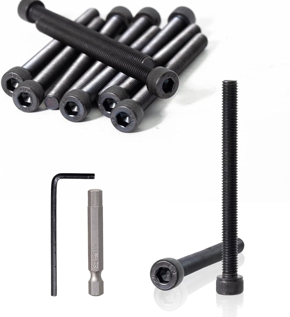 10 stuks M8 x 90 mm schroeven zwarte cilinderkopschroeven binnenzeskant volledige schroefdraad koolstofstaal machineschroeven DIN 912 inbusschroeven voor machine Sn CNC voertuig meubels DIY
