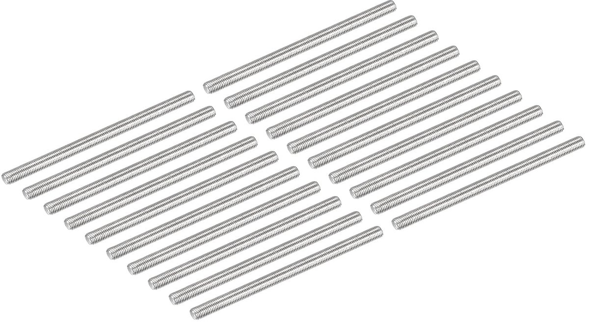 20 stuks M3 x 55 mm volledige schroefdraadstangen roestvrij staal 304 schroefdraad handmatig rechts stangen pennen klemmen en U-bouten