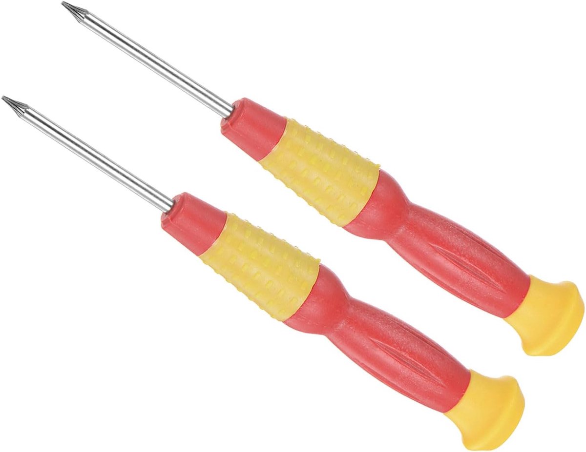 Torx schroevendraaier, T2 formaat 120 mm lengte, koolstofstaal kleine 6-punts schroevendraaiers met anti-slip handvat - (Toepassingen: voor bril, horloge of laptop), 2-delig