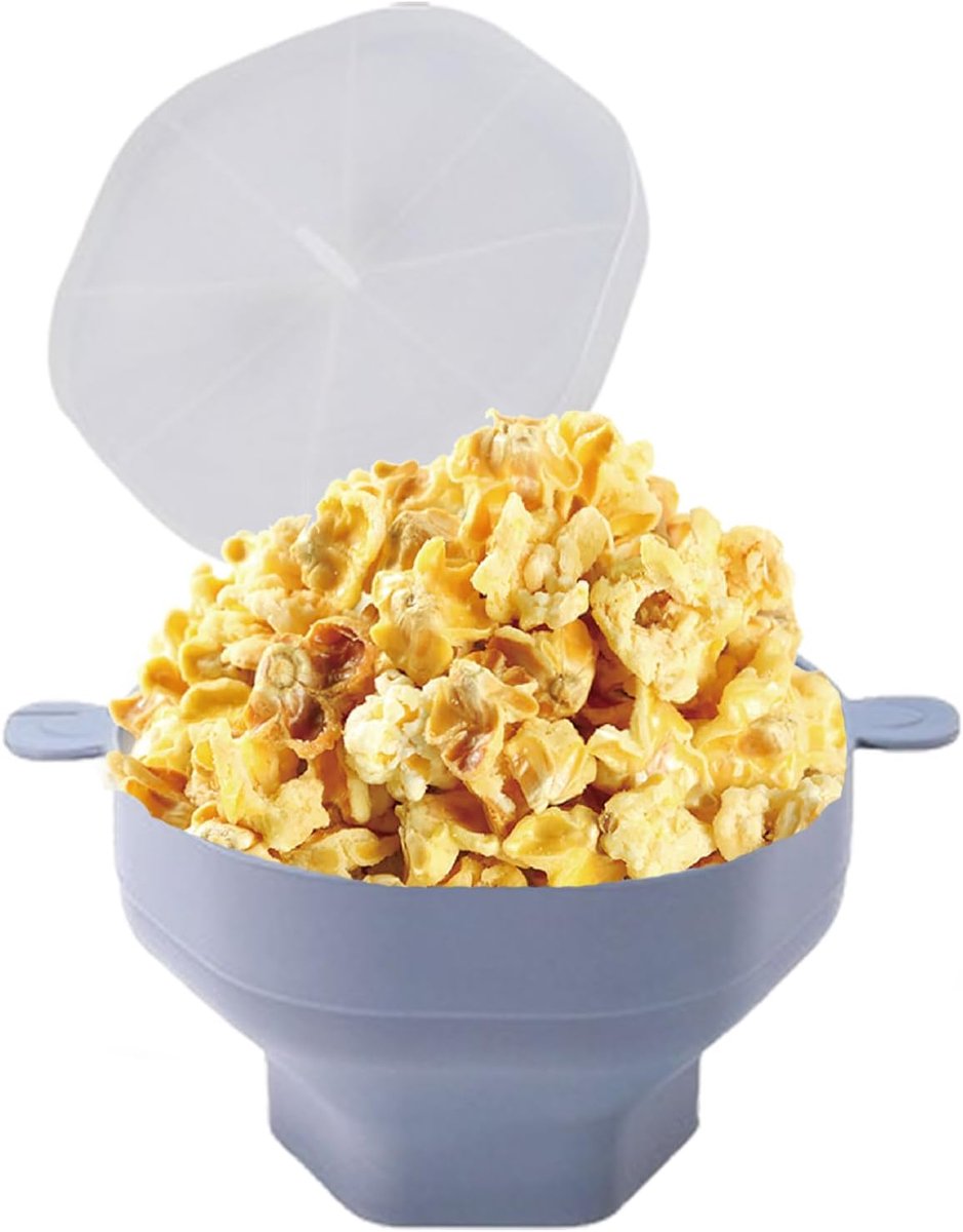 Popcorn Magnetronoven, Siliconen Popcornkom, Geen BPA Popcorn Bowl, Voor Feestjes, Films, Huizen, Keukens(Grijs)