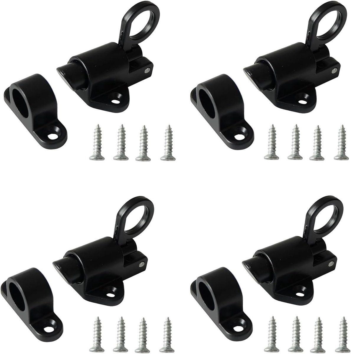 4 Stuks Automatische Vergrendeling Slotgrendel, Deurvergrendelingen met Schroeven, Veerslot, voor Ramen, Houten Deuren, Kastdeuren, Balkondeuren, Tuindeuren(Zwart)