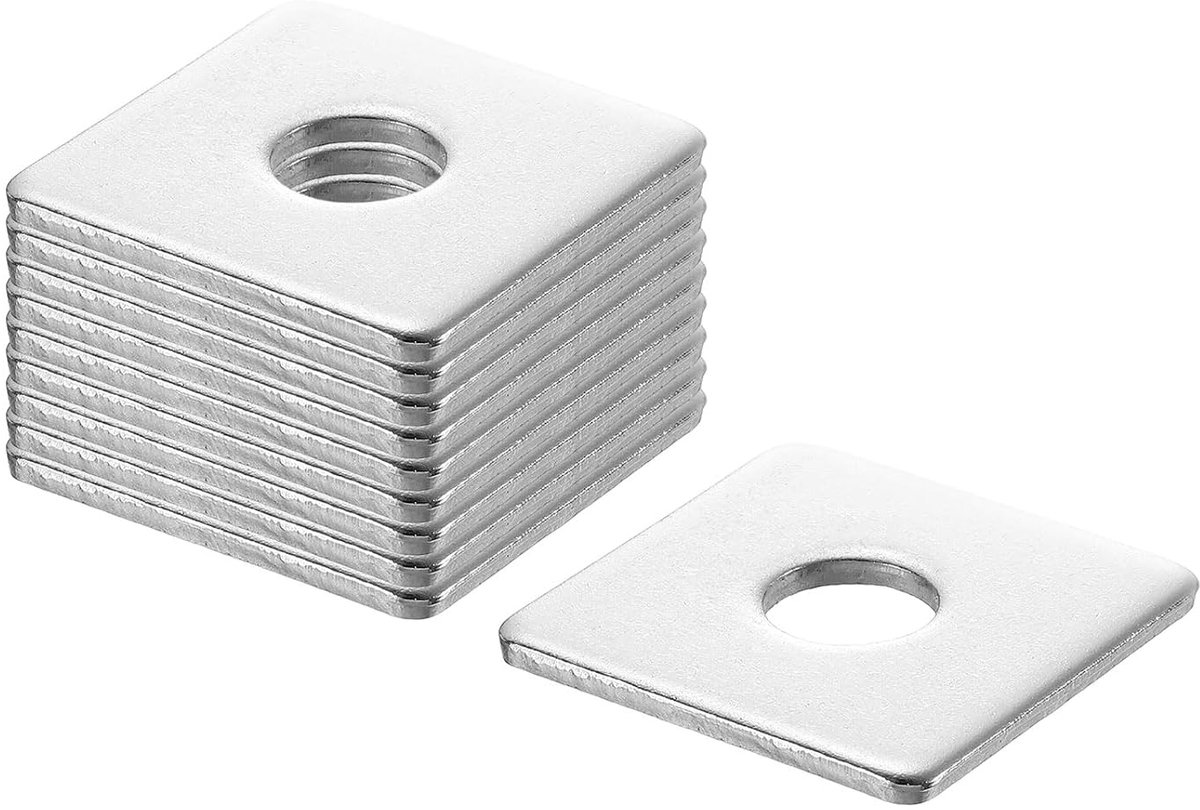 Vierkante sluitring voor 1/2" schroef, 304 roestvrij stalen lagerplaat, platte afstandhouders, afdichting voor machinereparatie, buitenbouw (0,30 inch dik)