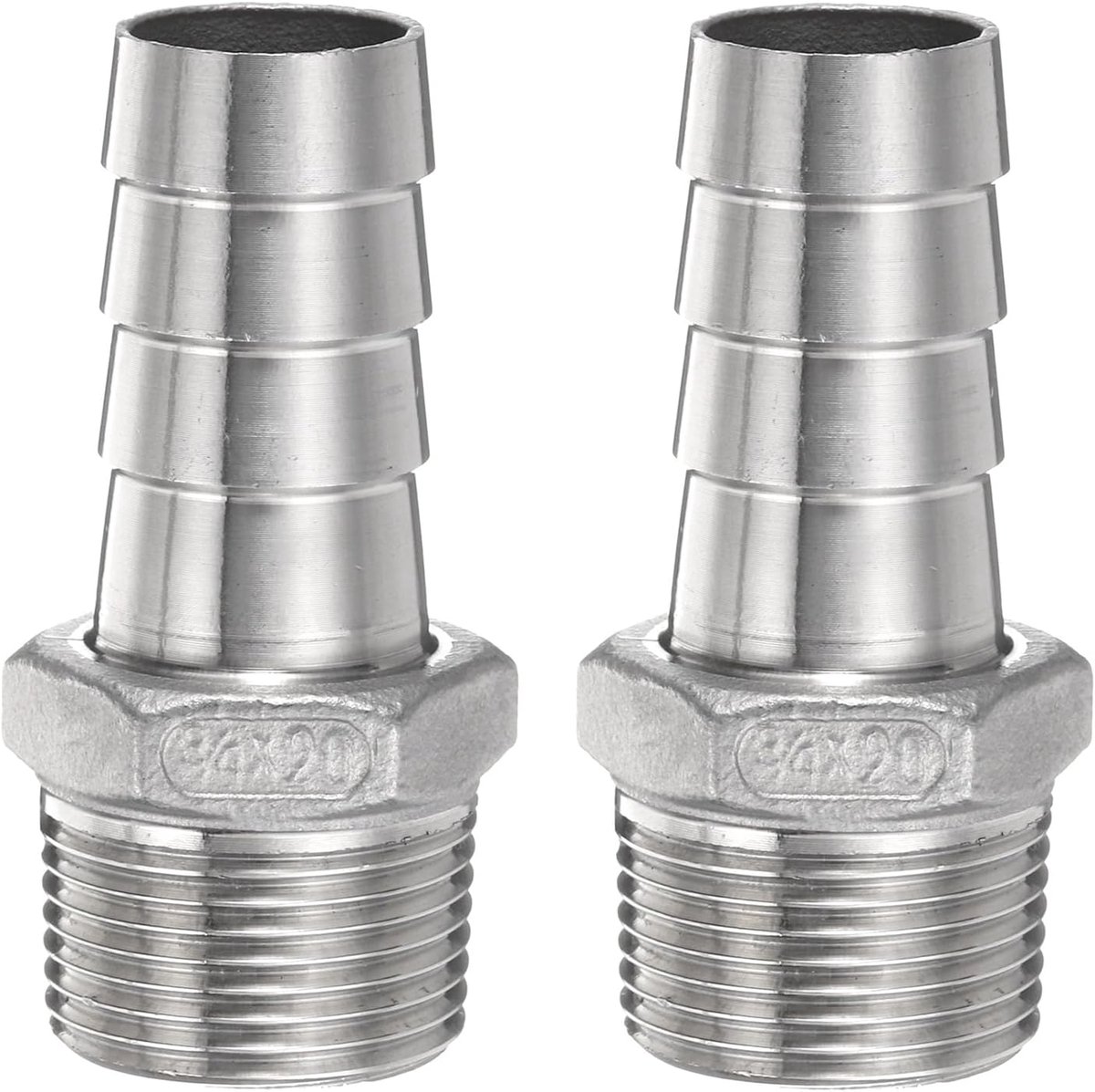 2 stuks roestvrijstalen slangaansluitingen 0,8 inch (20 mm) slangaansluiting x g 3/4 inch mannelijke buisaansluiting slangaansluiting koppeling adapter voor water brandstof