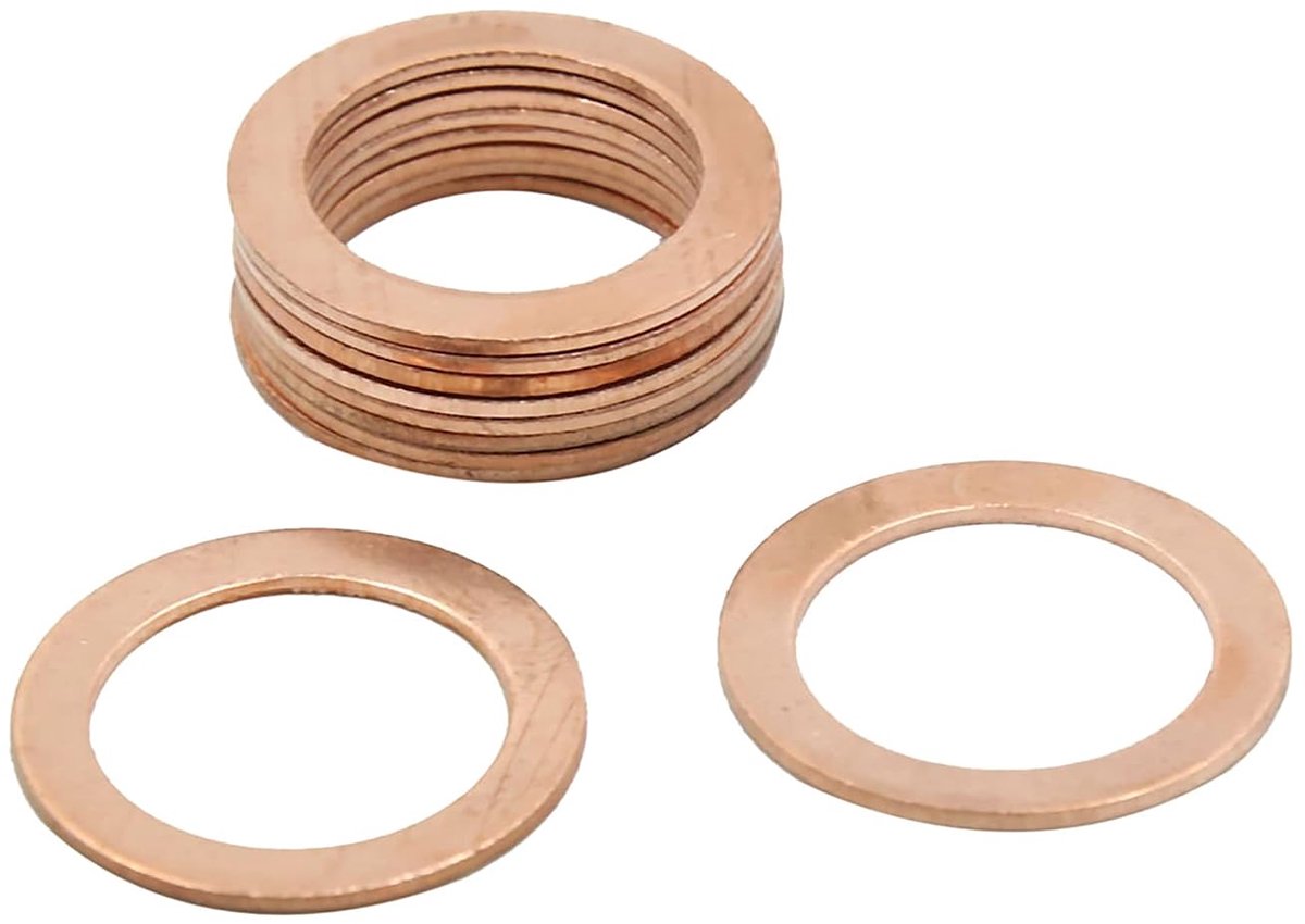 Sourcing map 18 mm binnendiameter koperen sluitringen voor auto's, platte afdichtingen, 10 stuks