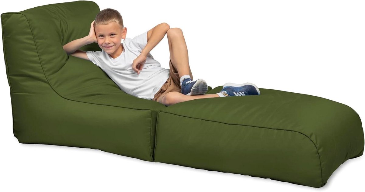 Opvouwbare zitzak - Lounge stoel - Zitten en liggen - 2 in 1 ontwerp - 116 cm diep - Donkergroen