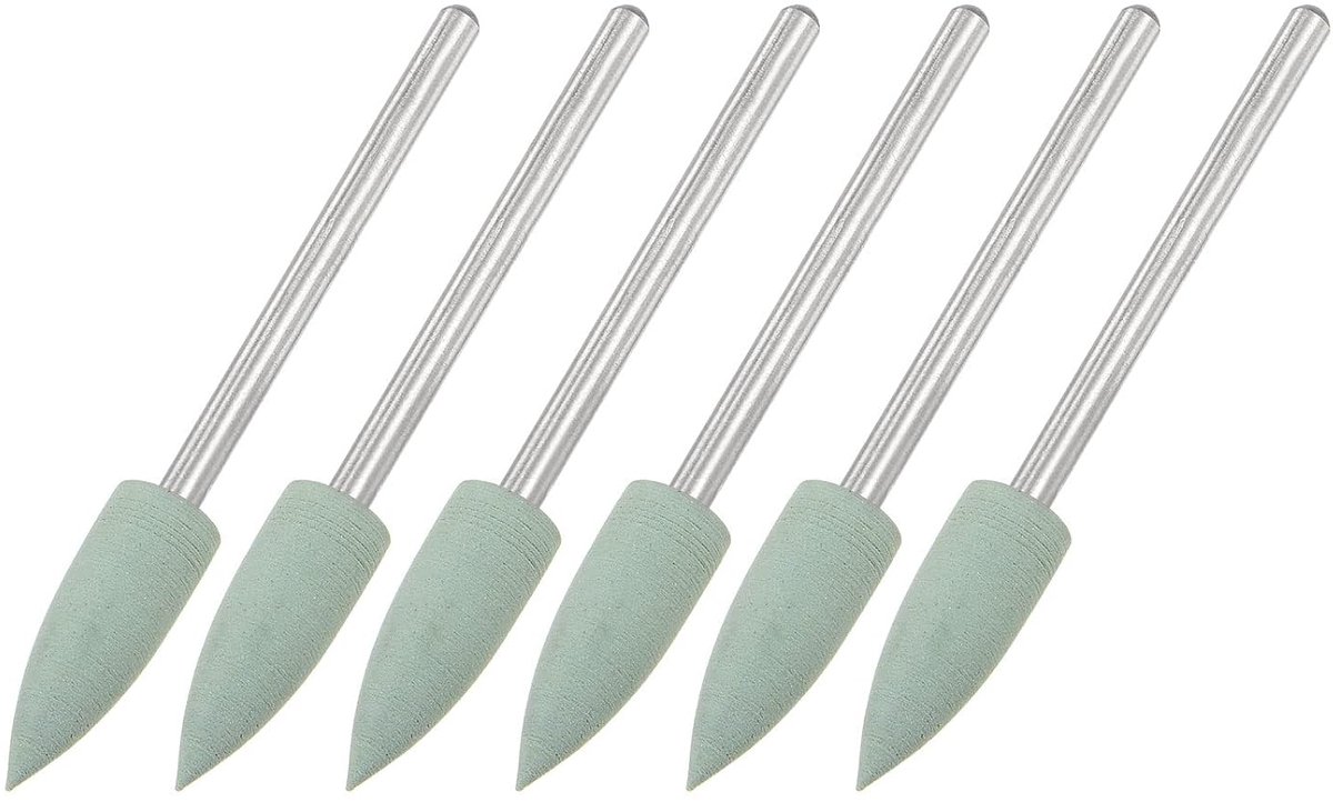 Sourcing map 6 stuks 800 korrels slijpstenen, slijpsteen, 1/4 inch schacht, 1/9 inch diameter slijp- en polijstkoppen voor het ontbramen van schuurpapier