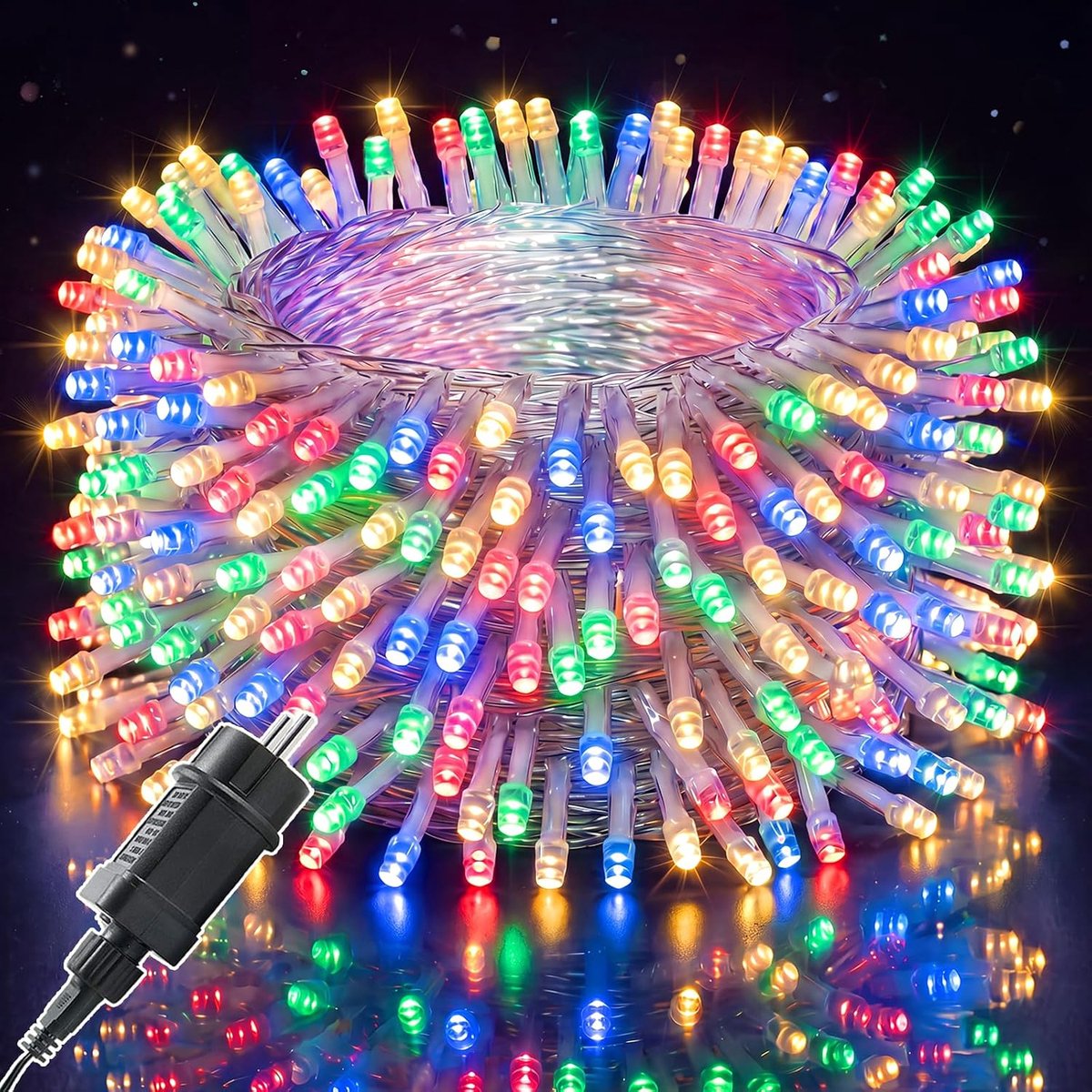 Binnen en buiten, 10m/100leds, met timer, 8 modi, geheugenfunctie, IP44 waterdicht, lichtketting voor buiten, stroom voor kerstdecoratie, feest, bruiloft, Halloween, kleurrijk