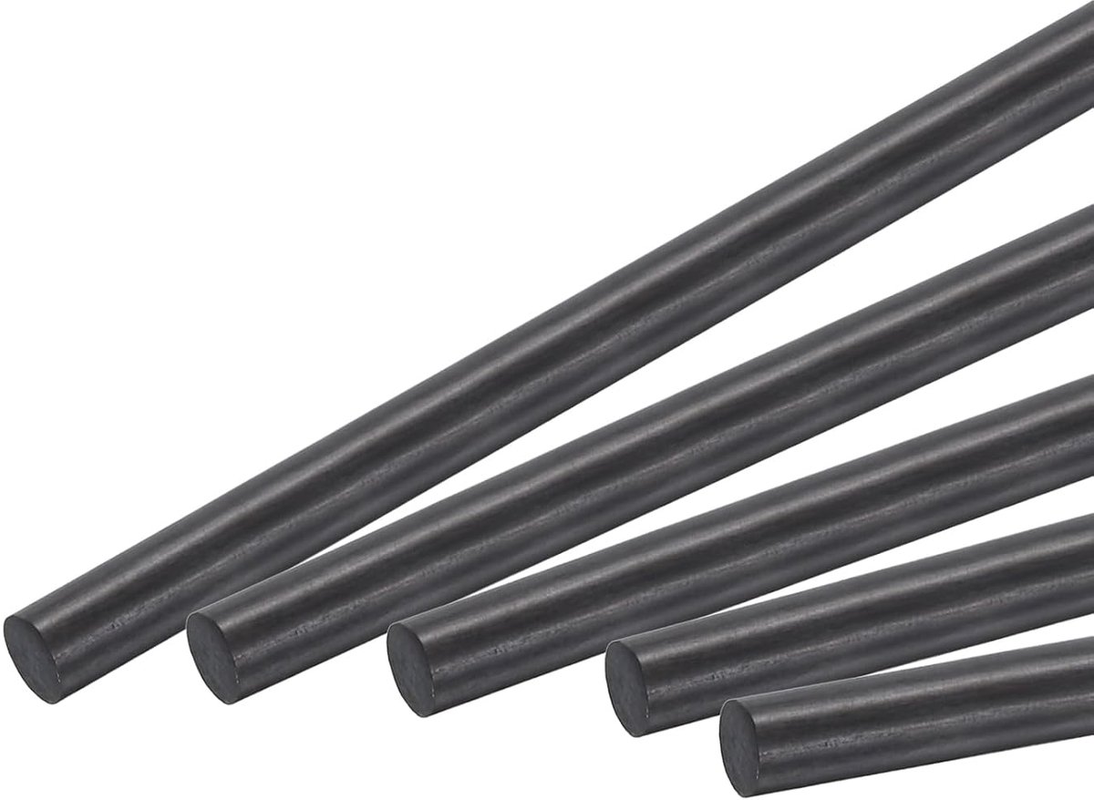 Koolstofvezelstaaf, 7 mm x 100 mm voor RC Auto Vliegtuig DIY Gereedschap Vleugelbuis Quadcopter Arm, Verpakking van 5