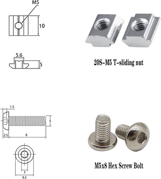 Hoekverbindingen voor aluminiumprofielen, set van 20, 28 mm, met schroeven, voor 20 x 20 serie, 6 mm groef (zilver, 30 stuks x 2028) — afbeelding 4