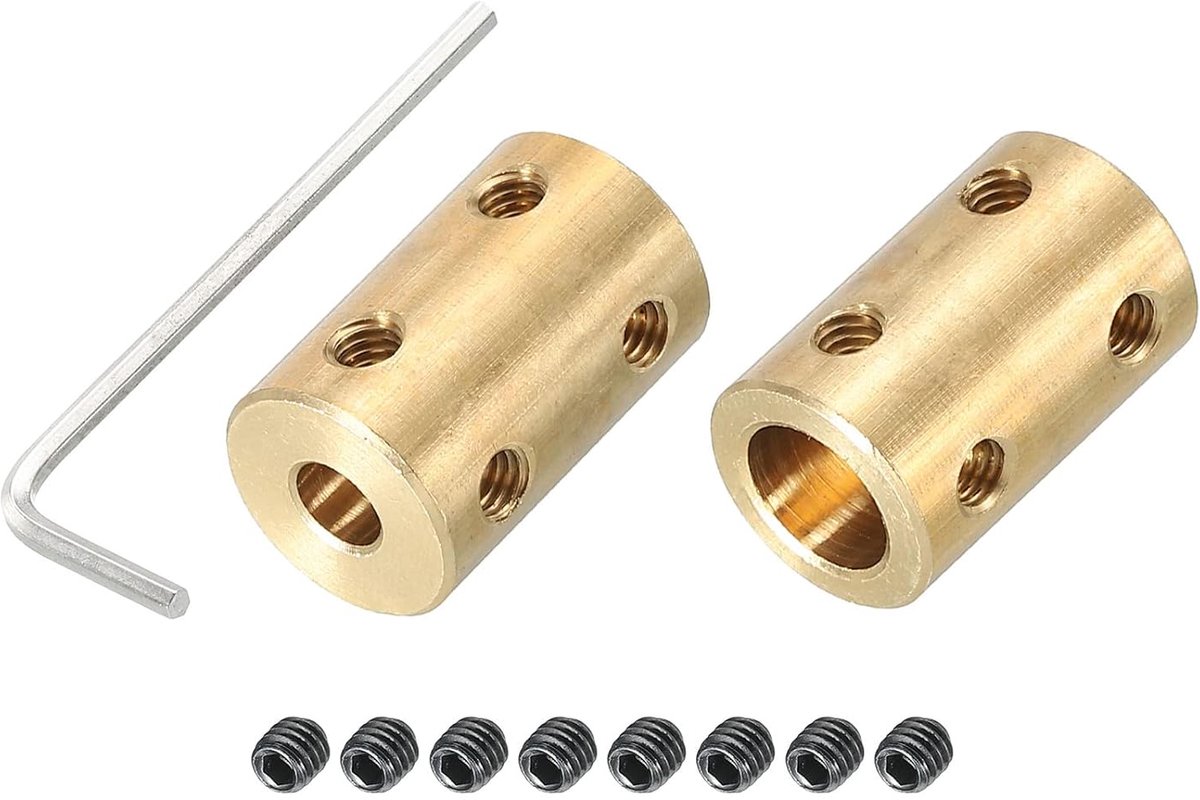 Koppelingsschacht L22 x D 16 5 mm tot 10 mm stijve boring koppeling messing as pakking w schroef, sleutel voor 3D-printers goud 2 stuks