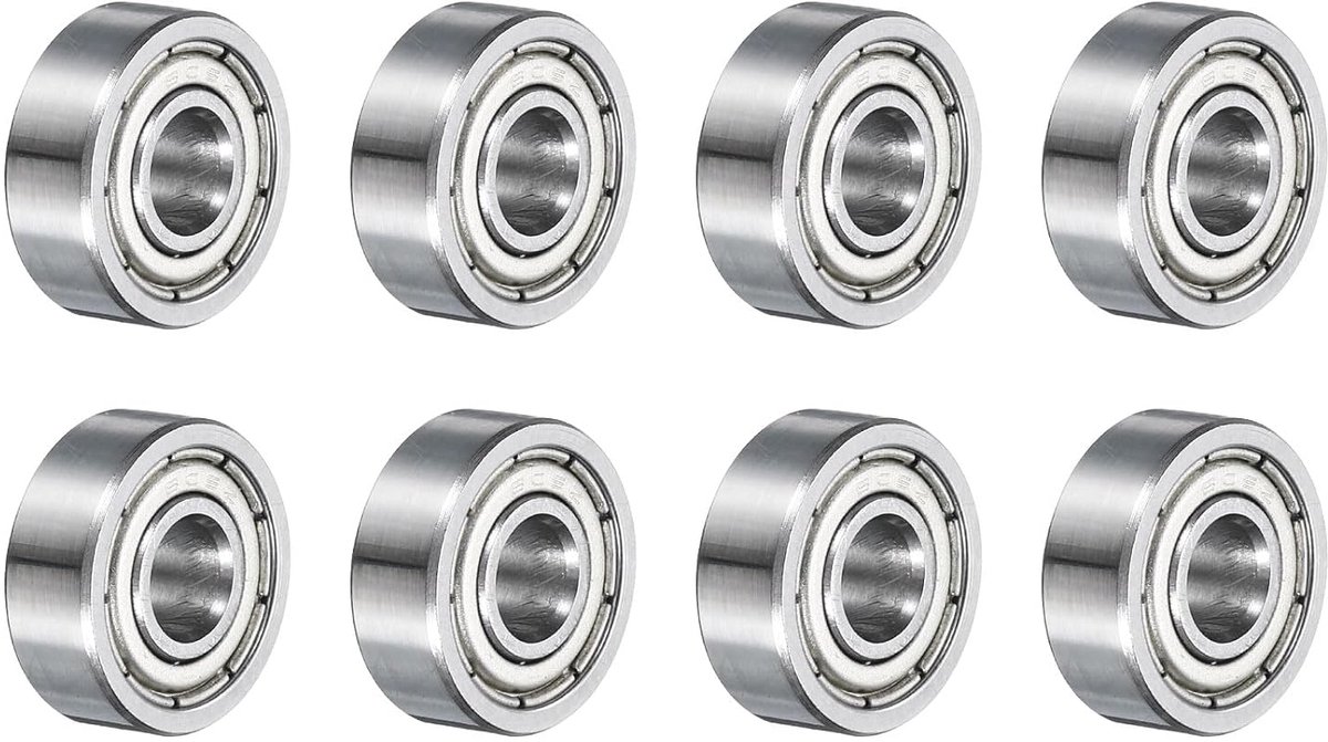 8 stuks 605ZZ 605ZZ kogellagers 5 x 14 x 5 mm verzegelde kogellagers koolstofstaal hoge sterkte voor elektromotoren, huishoudelijke apparaten, zilverkleurig