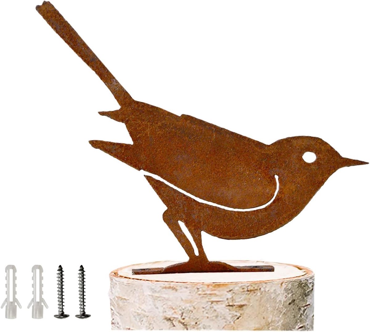 Tuindecoratie metalen vogels - roestige uitstraling - unieke handgemaakte design - sfeervolle toevoeging voor je tuin - ShopVlot