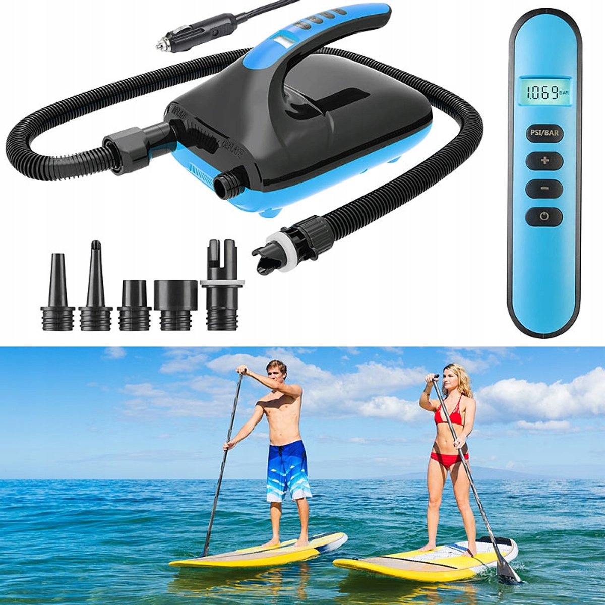 Elektrische pomp voor SUP, boten en matrassen - 20 PSI