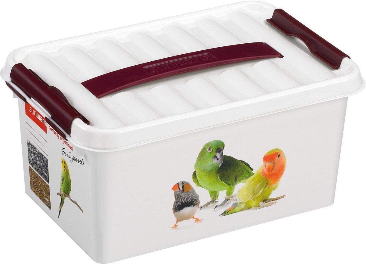 Opbergbox 6 Liter - Compacte Bewaardoos voor Huisdieraccessoires - Praktische Organizer voor Honden- en Kattenbenodigdheden, Speelgoed en Kleine Voorwerpen - Q-Line Serie - Wit/Bordeaux