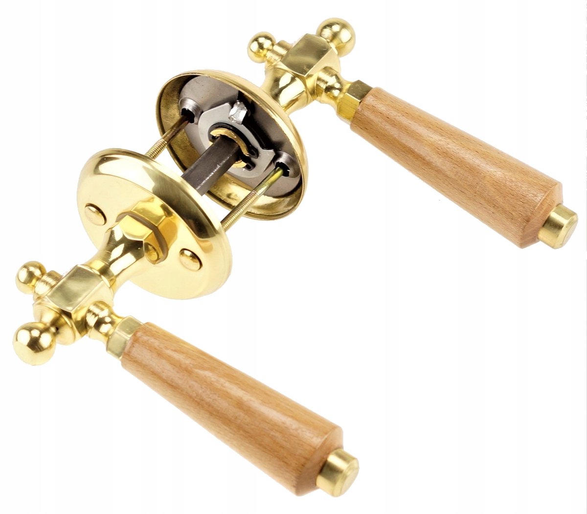 Deurklink Brass Hout Retro - Stijlvolle Binnendeurk Handgreep