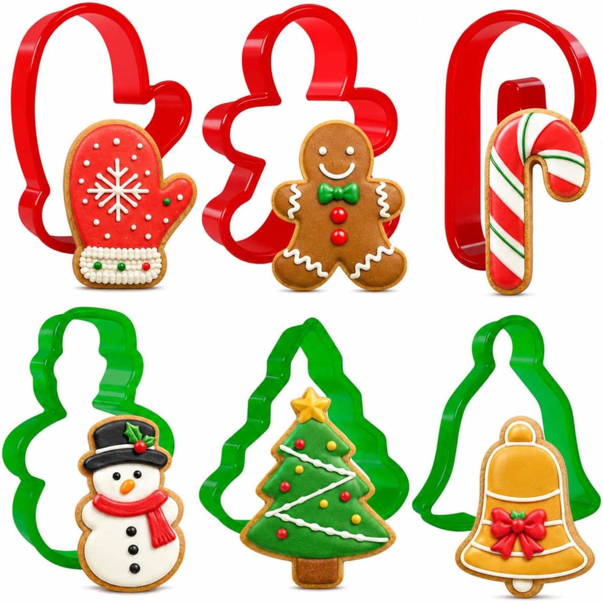 Koekjesuitsteekset 6-delig - Kunststof - Kerstthema - Ideaal voor kinderen - ShopVlot