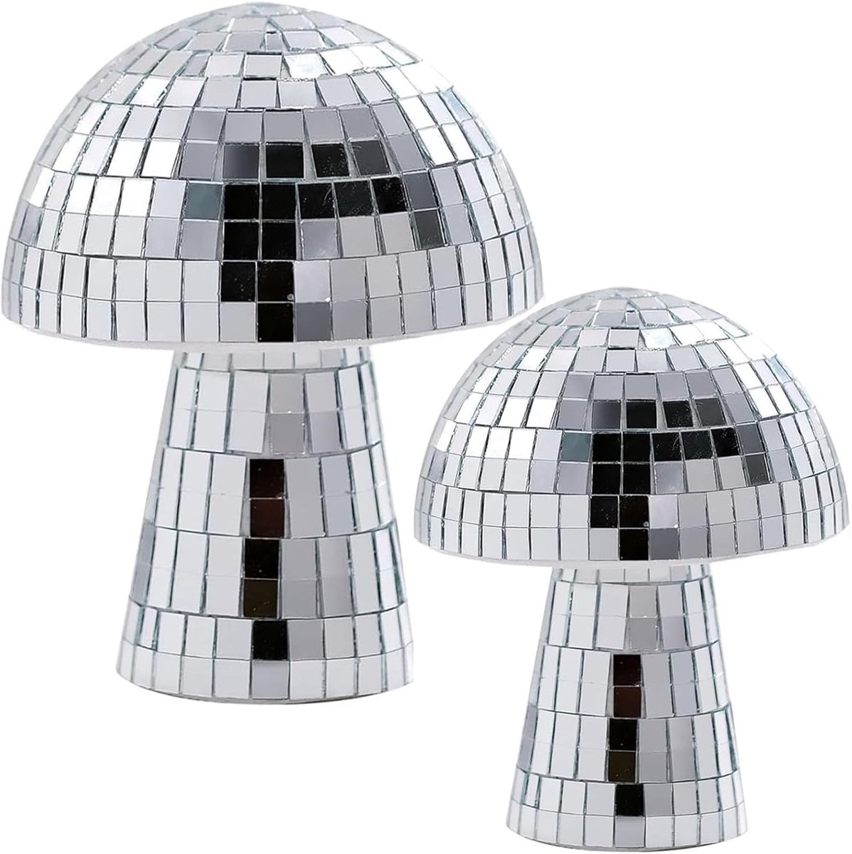 Mushroom disco bal set 2pcs - zilveren glitters - decoratie voor feest en thuis - sfeervolle verlichting - ShopVlot