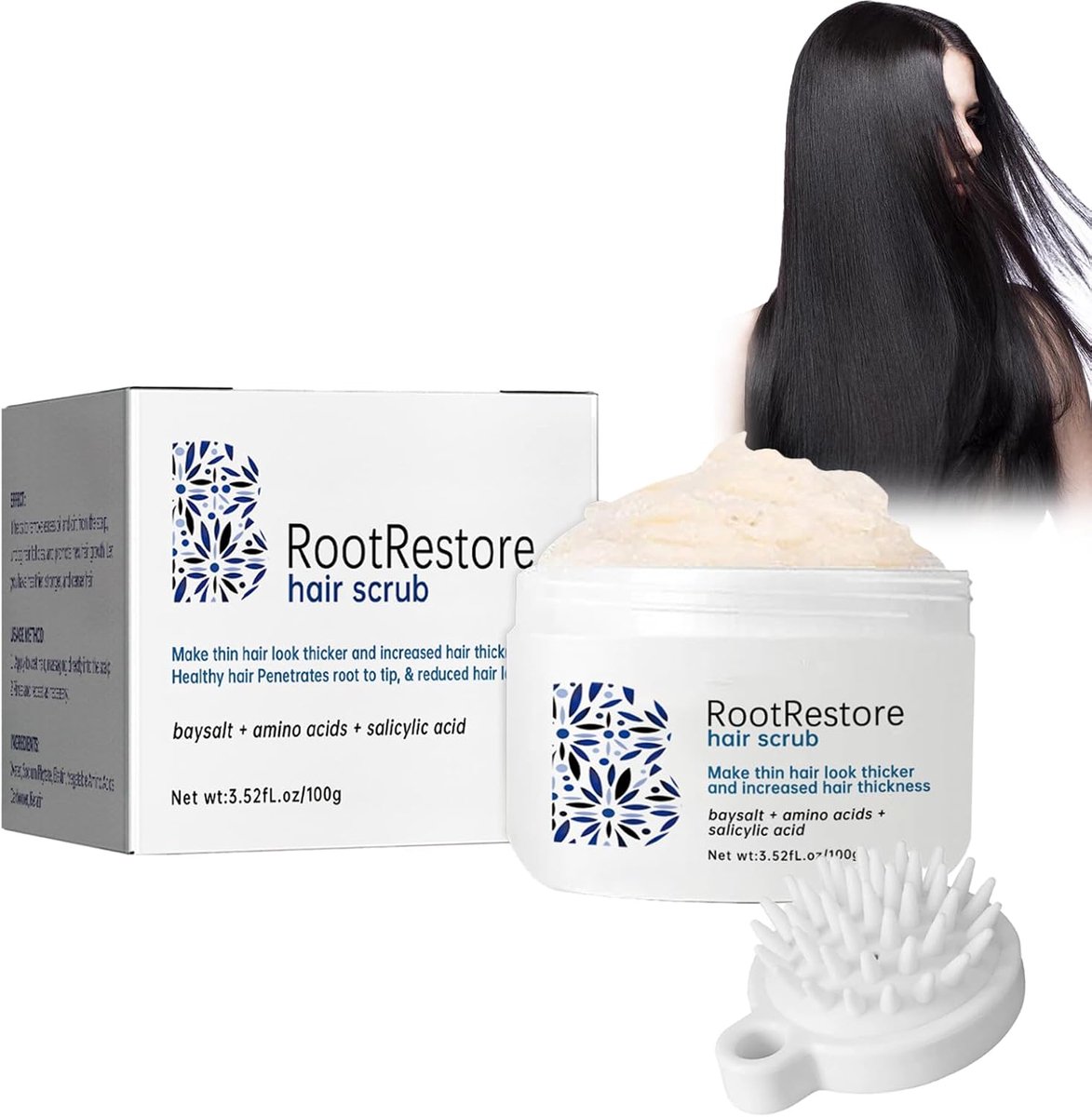 Haarscrub natuurlijke scalp peeling - zachte massageborstel - anti-roos - bevordert gezondere haargroei - ShopVlot