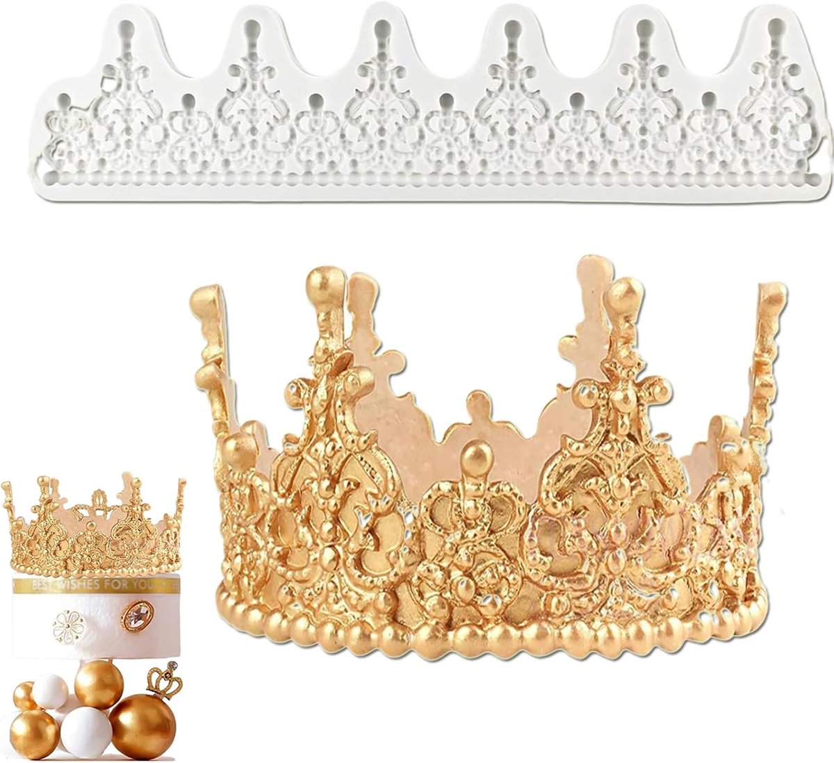 3D cakevorm kroonrand decoratie - silicone - flexibele mal - voor verjaardagstaarten - ShopVlot