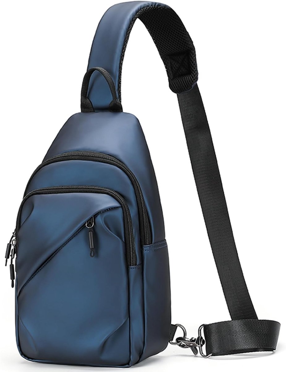 Schoudertas Mannen Klein - Blauw - Waterdicht Oxford - Perfect voor Hiken en Reizen - ShopVlot