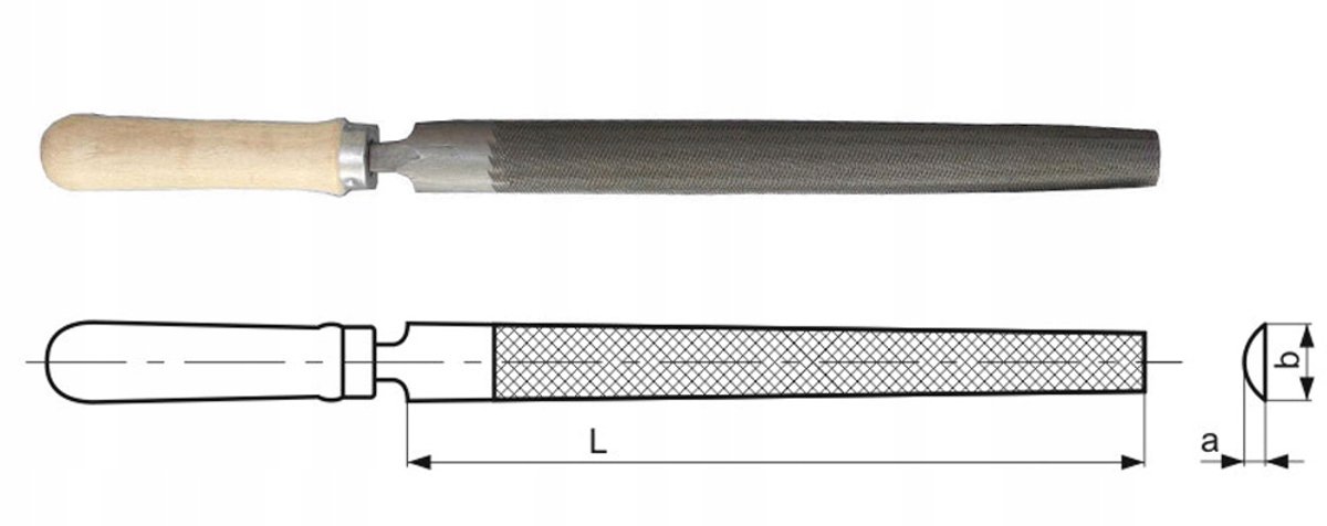 Merkloos metaalvijl, halfrond, 300mm, grof (rasper)