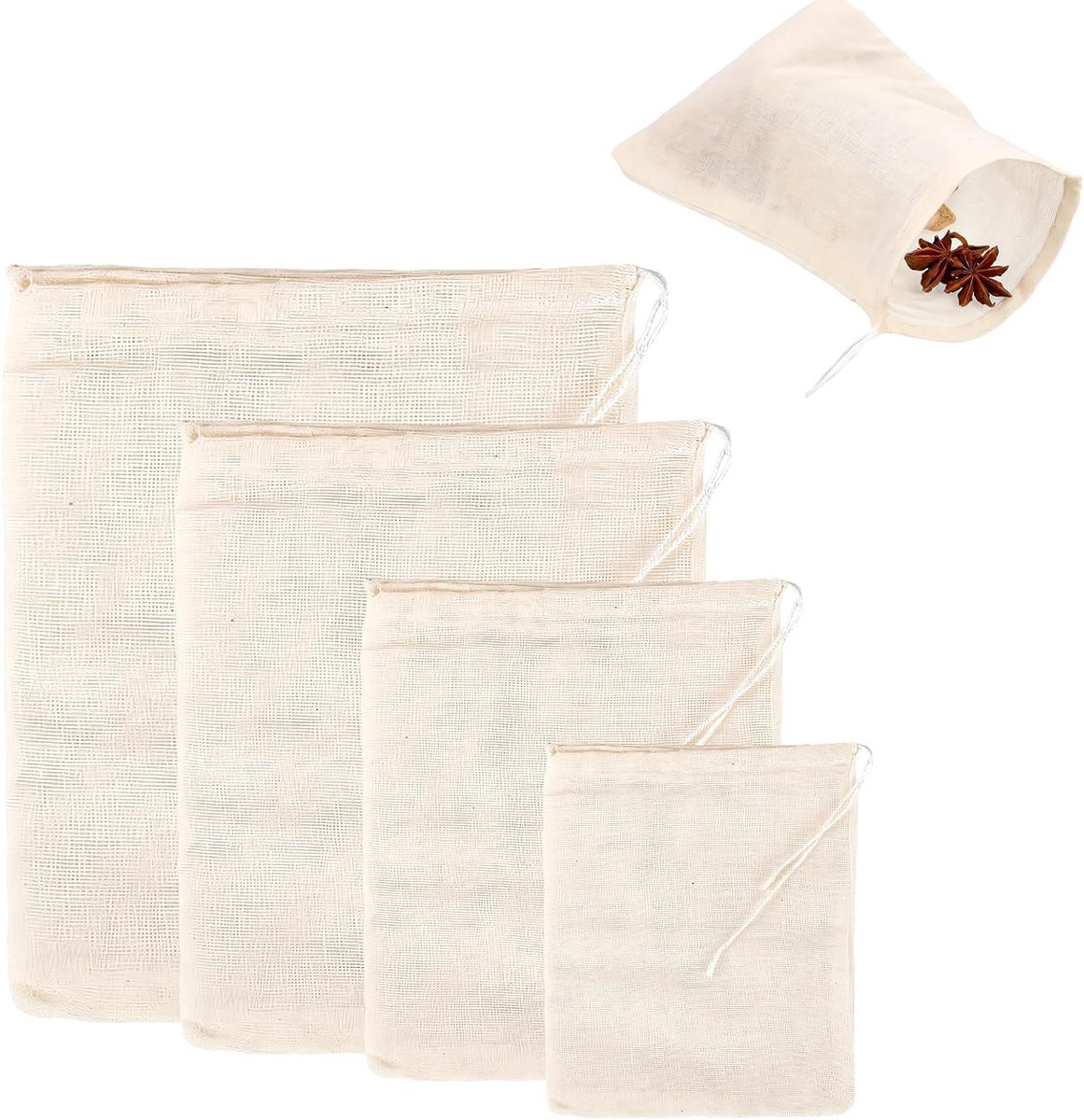 Kooknet voor kikkererwten - 4 maten (1 kg, 1,5 kg, 2 kg, 2,5 kg) - katoenen mesh - herbruikbaar en duurzaam koken - ShopVlot